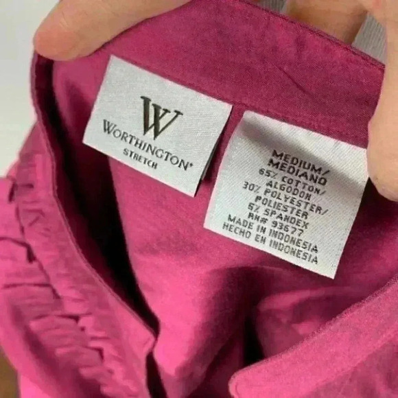 Worthington stretch womens top M button down long - Picture 9 of 9